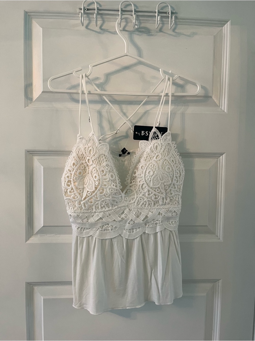 NWT Bsxijie white crochet lace tank top size XL